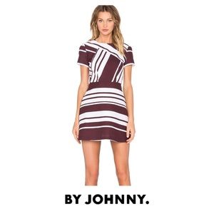 By Johnny. Pinot Stripe Mini Dress Burgundy White